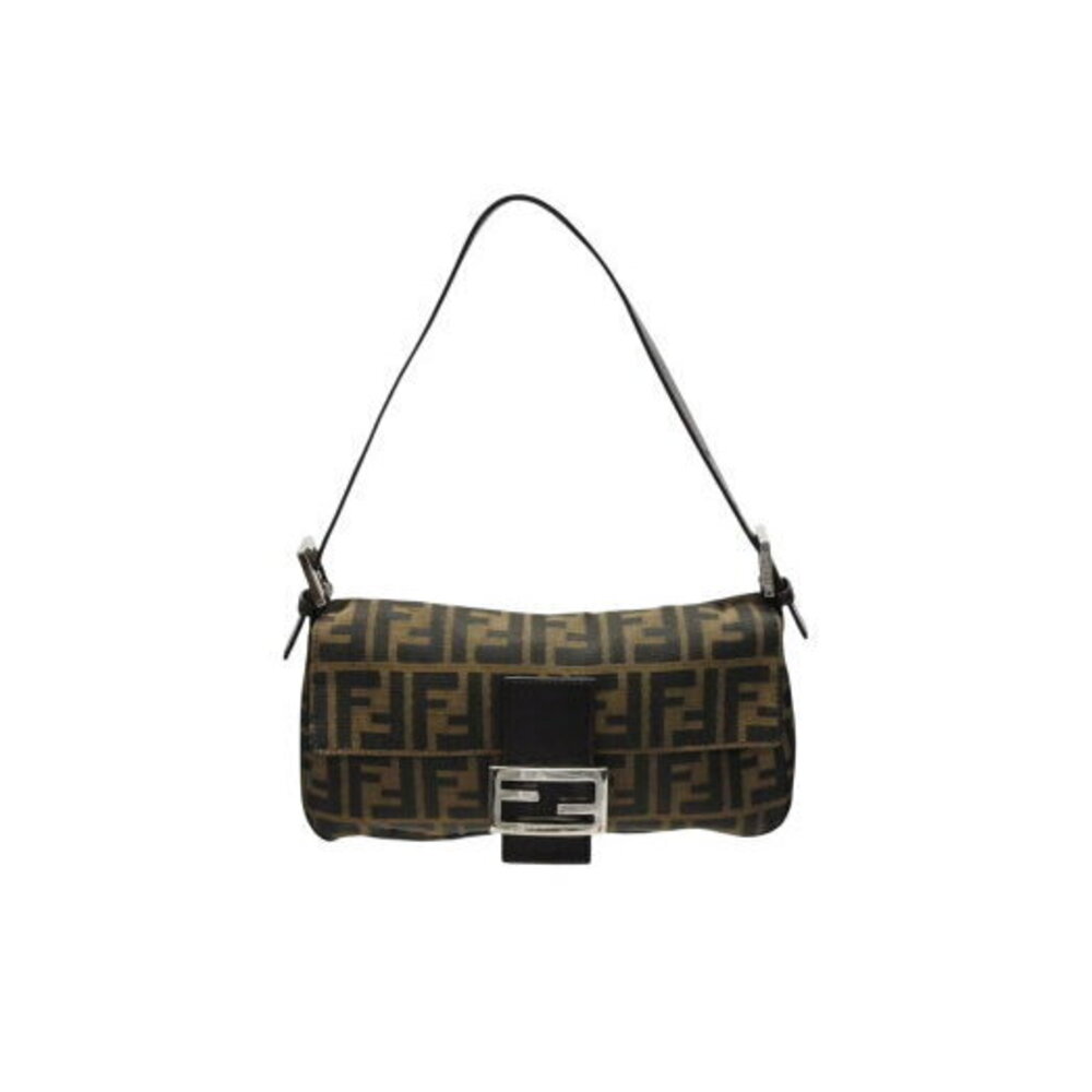 FENDI Mamma Bucket Hobo Shoulder bag Zucca canvas leather brown